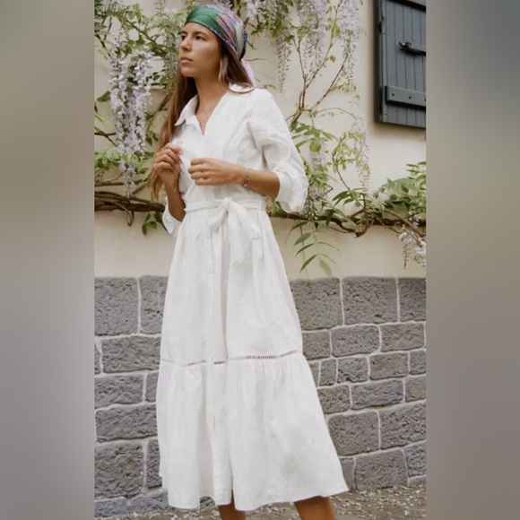 Zara Dresses & Skirts - Zara new white embroidered shirt dress size. XL